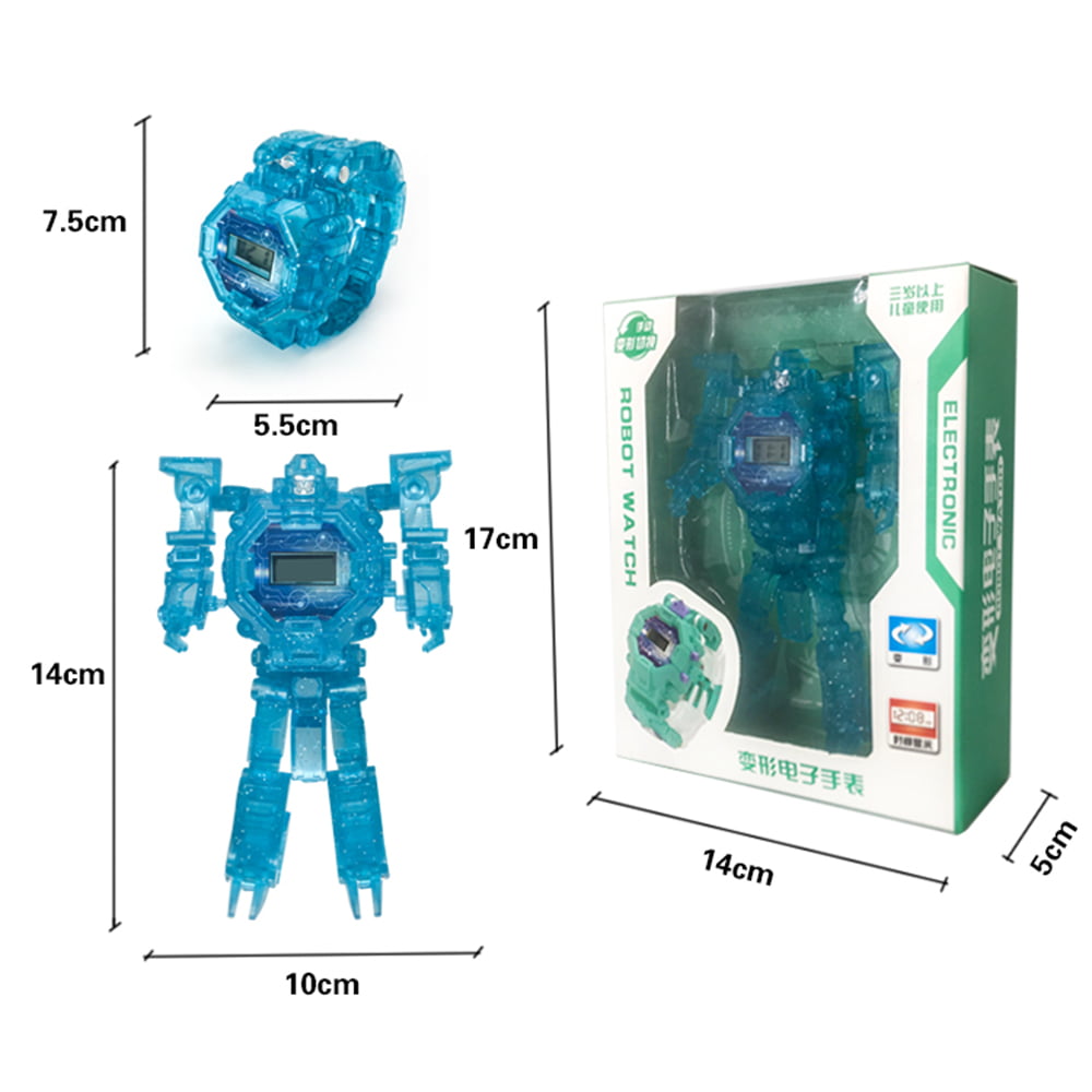 Glowing Robot Action Transformer Wristwatch Toy Kid Luminous Electronic Gift NEW