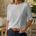 thumbnail image 6 of VBVC Women's Crewneck Half Sleeve T Shirt , Ladies' Lightweight Basic Tee , Stretchy Loose Fit Work Top For Women, S-2XL, 6 of 9