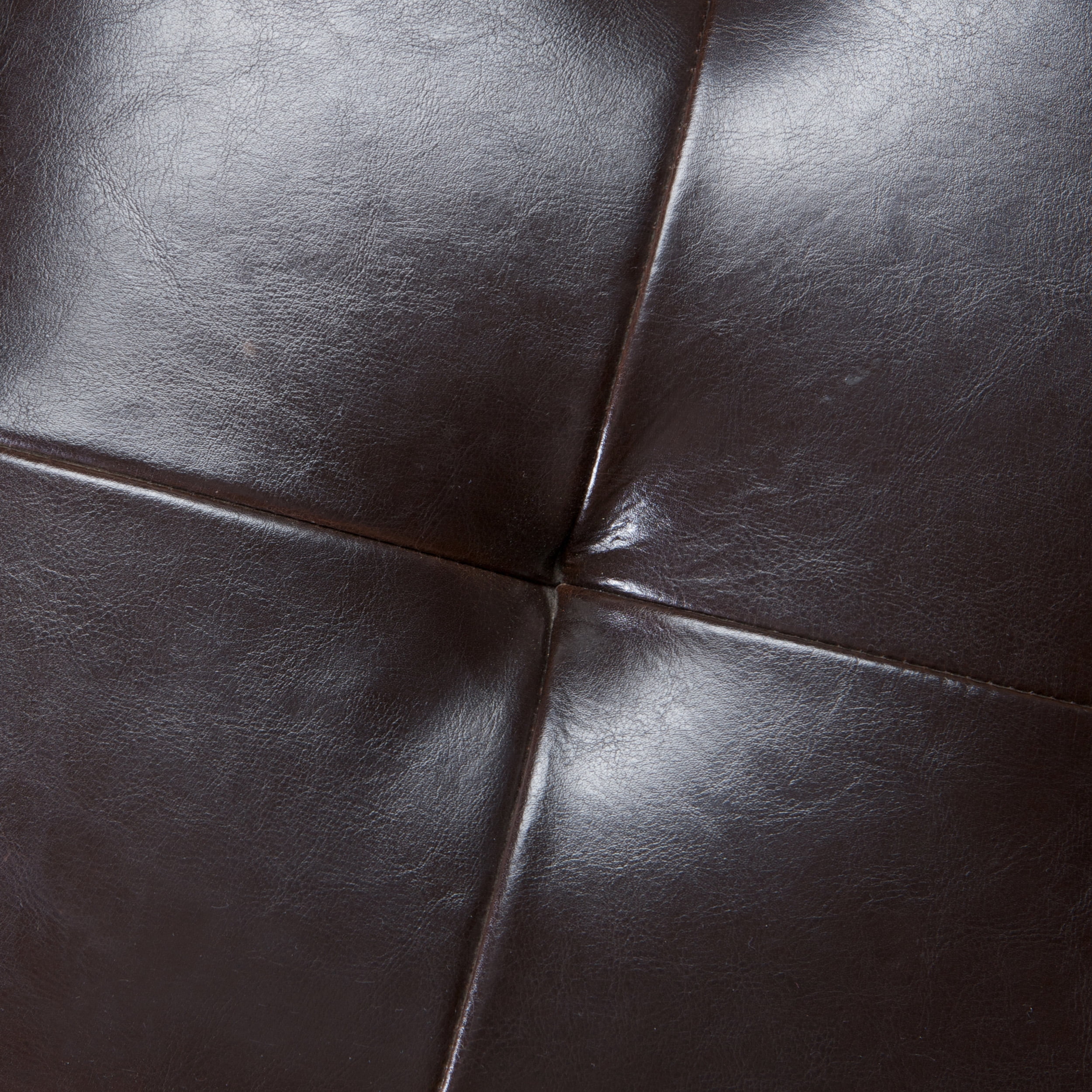 Noble House Jamestown Contemporary Tufted Bonded Leather Storage Ottoman Bench, Brown