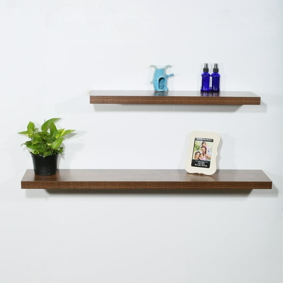 Set of 2 Modern and Contemporary Antique Walnut Floating Shelf - 47.2*9.25*1.5 inches