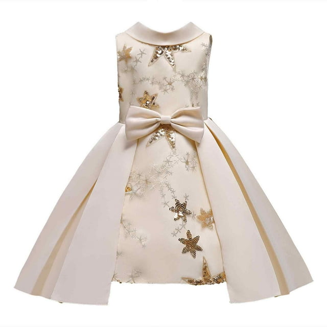 PMVFHDE Liquidation Robe de Noël 3t Mode Col à Revers Vêtements pour Enfants Robe à Paillettes Étoile pour Enfants Robe Robe pour Enfants,A,6-7 Ans