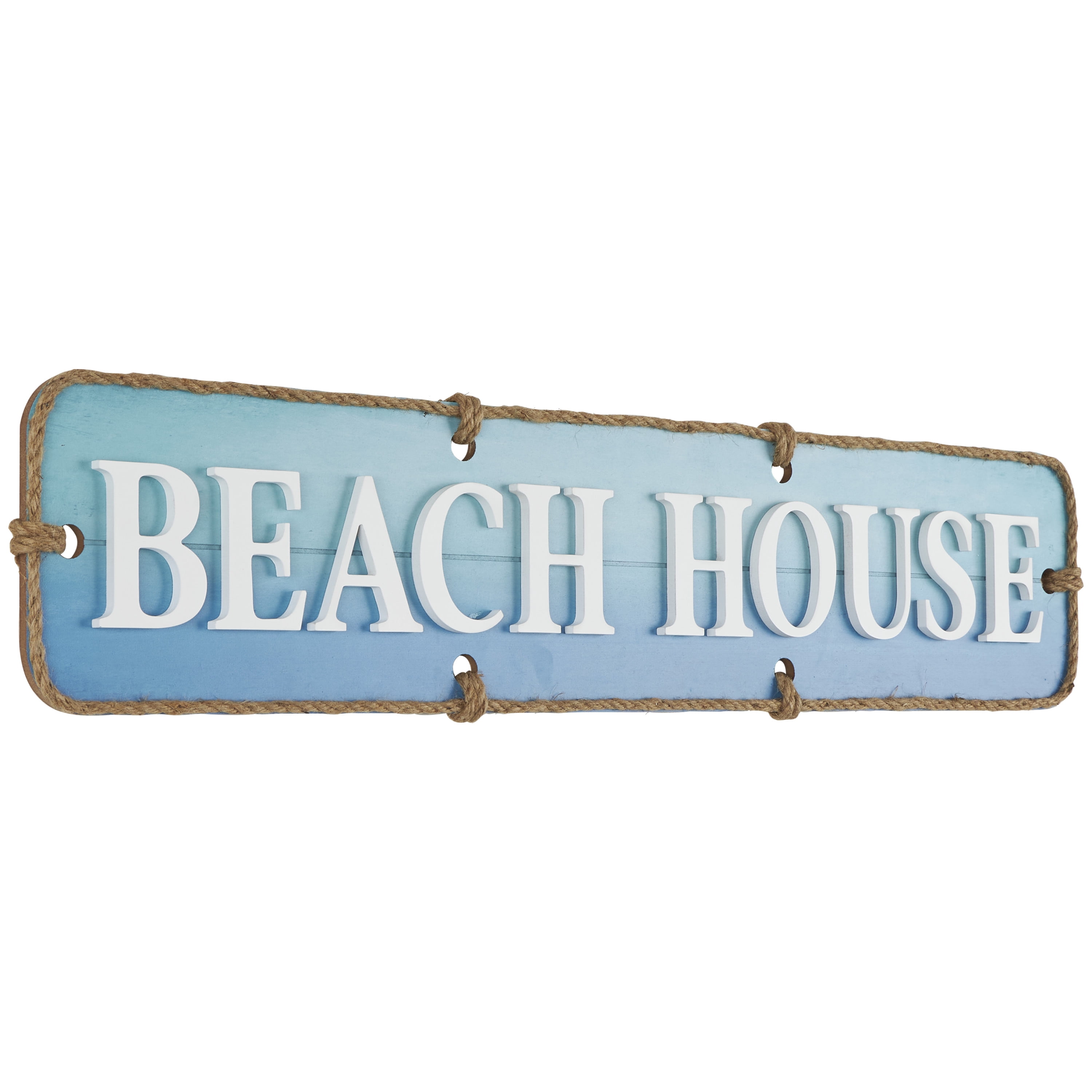 DecMode Blue Wood Sign Wall Decor