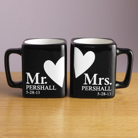 Personalized "Mr. and Mrs." Coffee Mug Set, 8oz - black