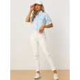 thumbnail image 3 of Camisa de Mezclilla Allegra K con Botones para Mujer Cuello Manga Larga Azul Claro S, 3 of 5