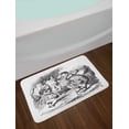 thumbnail image 2 of Alice Bath Mat, Alice in Wonderland with Dodo Animal Adventures Big Bird Sketch Theme, Plush Bathroom Decor Mat with Non Slip Backing, 29.5" X 17.5", White and Black, by Ambesonne, 2 of 2