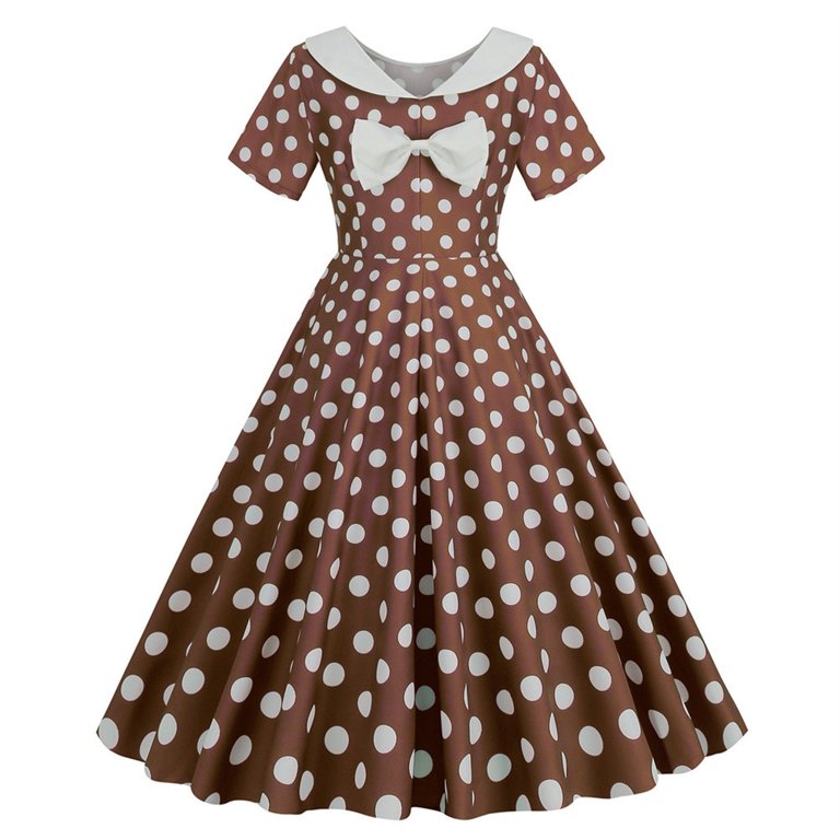 brown rockabilly dress Rockabilly children's dress, festive girl's polka dot dress "Chocolate""