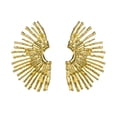 thumbnail image 5 of Mightlink 1 Pair Women Ear Studs Sun Flower Shape Hollow Stainless Electroplated Anti-slip Anti-allergy Lightweight Ear Decoration Jewelry Smooth Stud Earrings, 5 of 7
