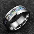 thumbnail image 3 of Unisex 8mm Natural Abalone Shell/Mother of Pearl Inlay Tungsten Wedding Ring Size 6-14, 3 of 5