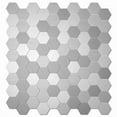 thumbnail image 5 of Avant Decor | Box of 8 Hexagonal Aluminum Peel and Stick Kitchen Backsplash Tiles | Silver, Modern, Geometric Design | 12' x 11.25', 5 of 7