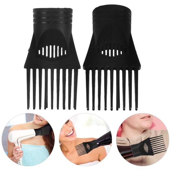 LOLIPPYY 2pcs Hair Dryer Attachment Nozzle Black Plastic Blow Dryer Comb