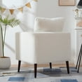 thumbnail image 4 of Accent Chair,Fabric Armchair Club Chair Single Chair Upholstered Arm Chair with Solid Wood Legs for Living Room/Bedroom,White, 4 of 7