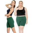 thumbnail image 2 of Stretch Is Comfort Women's Plus Size Cotton Biker Shorts Hunter Green 2X, 2 of 6