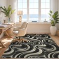 thumbnail image 3 of Design&I 8'x10' Washable Area Rug Extra Large Skid-Resistant Low Profile Abstract Asymmetrical Curves Bold Lines Crisp Lightweight Minimalist for Living Room, Family, 3 of 7