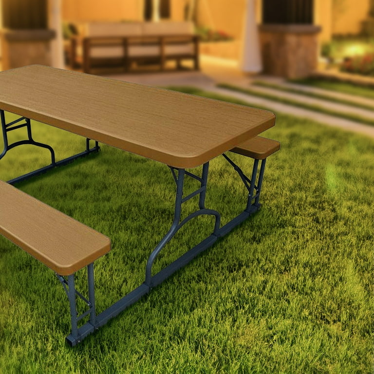 Plastic Development Group 6 Foot Picnic Table for Indoor and Outdoor Use Brown