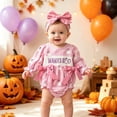 thumbnail image 2 of CAIXIA Baby Girl Halloween Outfit Long Sleeve Plaid Bow Snap Bodysuit Romper Onesie Jumpsuit Stretchy Clothes Casual Dress Up Outfit, 2 of 9