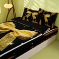 thumbnail image 2 of Erosebridal Girls Bow Tie Zipper Full Size Comforter Sets with Fitted Sheet and 2 Pillowcases, Chic Sequins Print Zipper Bedding Set, Black Reversible, Gold Black, Black Reversible, 2 of 7
