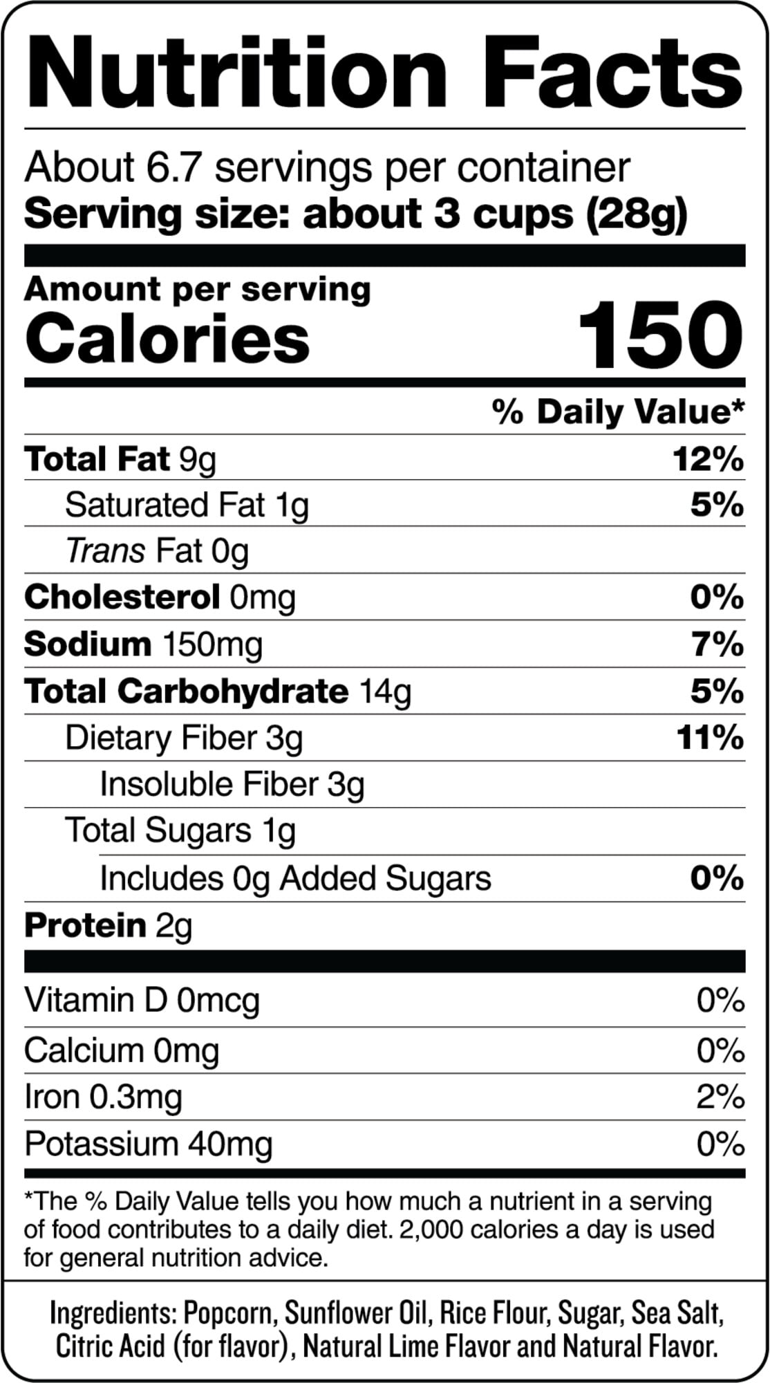 SkinnyPop Popcorn Twist of Lime, 6.7oz Bag Sharing Size Bag