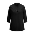 thumbnail image 4 of Conairie Womens Linen Shirts Short Sleeve Regular Fit Collar Button Shirts Solid Lightweight Soft Basic Work Tee Vacation Clothes Black L, 4 of 9