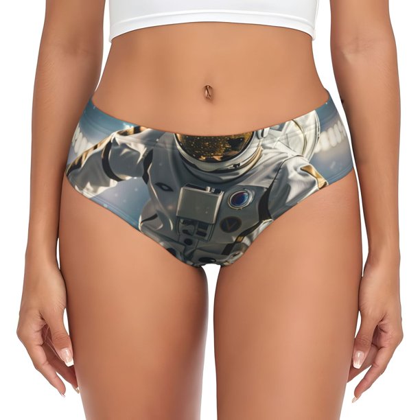 Fotbe Astronaut Soccer Field Calzones Estampados para Mujer – Ropa Interior de Algodón, Cómoda, Suave y Elástica-XX-Large