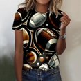 thumbnail image 2 of VJATTWR Hauts à Manches Courtes pour Femmes T-Shirt Décontracté à Manches Courtes Col Rond Baseball Football Imprimé Partout L, 2 of 4