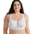 thumbnail image 2 of YANDW Full Coverage Wirefree Bras for Women Unlined Plus Size Lace Minimizer Bralette, White 42C, 2 of 8