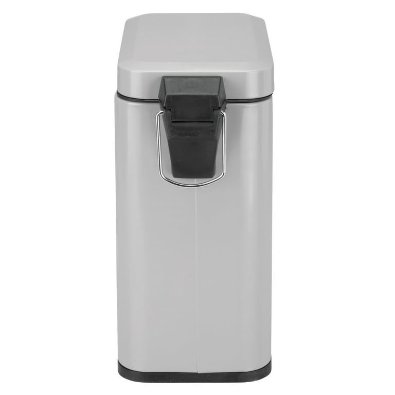 1.3 Gallon Rectangle Metal Lidded Trash Can With Removable Liner