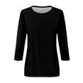 thumbnail image 4 of Fgnfyis Haut à Manches 3/4 pour Femmes Été Décontracté Polyvalent Raglan Col Rond Chemise Décontractée T-Shirts pour Femmes Noir_001 S, 4 of 5