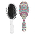 thumbnail image 2 of Geometric Bohemian Hair Brush, Rustic Pattern Soft Bristle Paddle Comb for Detangling, Massaging and Styling, Suitable for All, 2 of 8