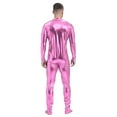 thumbnail image 2 of Alvivi Men's Shiny Metallic Full Body Unitard Bodysuit One Piece Zipper Catsuit Leotard Jumpsuit Pink XXL, 2 of 3