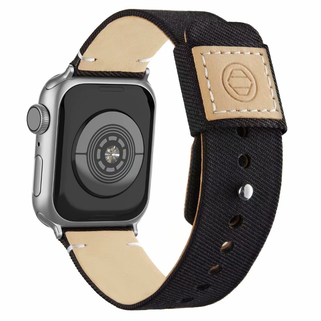 Adepoy Fabric Cloth Bands Compatible with Apple Watch 44mm 42mm 40mm 38mm, Canvas  Strap with Soft Genuine Leather Lining and Snap Button for Apple iwatch  Series 7/6/5/4/3/2/1 SE, WineRed 