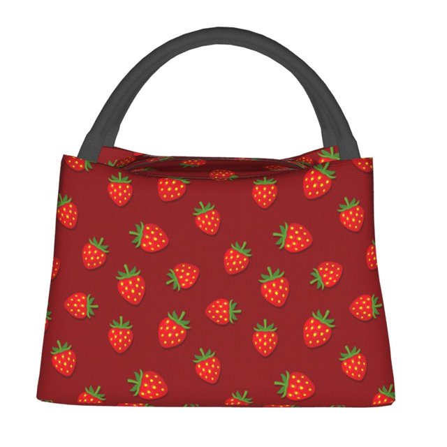 Easygdp Strawberry Bolsa de Almuerzo Insulada Reutilizable, Bolsa de Mano y Bandolera para Oficina, Trabajo, Viajes