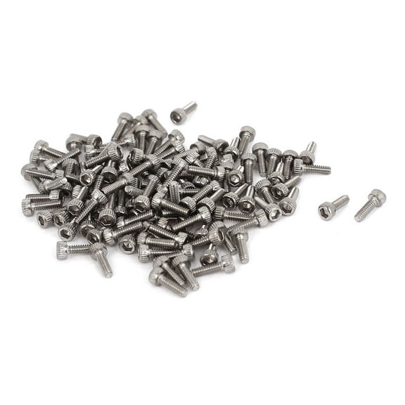 Unique Bargains 100pcs 6mm Long M1.6x5mm Stainless Steel Hex Socket Head Cap Screws 0.35mm Pitch