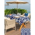 thumbnail image 5 of Outdoor Tablecloth with Umbrella Hole for Patio/Picnic/Party/Camping, Navy Blue Geometric Waterproof Table Cloth Rectangle Table Cover Washable, Vintage Abstract Art (54"x 80"), 5 of 8