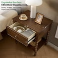 thumbnail image 6 of Merluxy Solid Wood Nightstand Set of 2 with Turned Legs, Vintage Wide Bedside Table with Drawer, Wooden End Table for Bedroom/Living Room, Drak Walnut, 6 of 9
