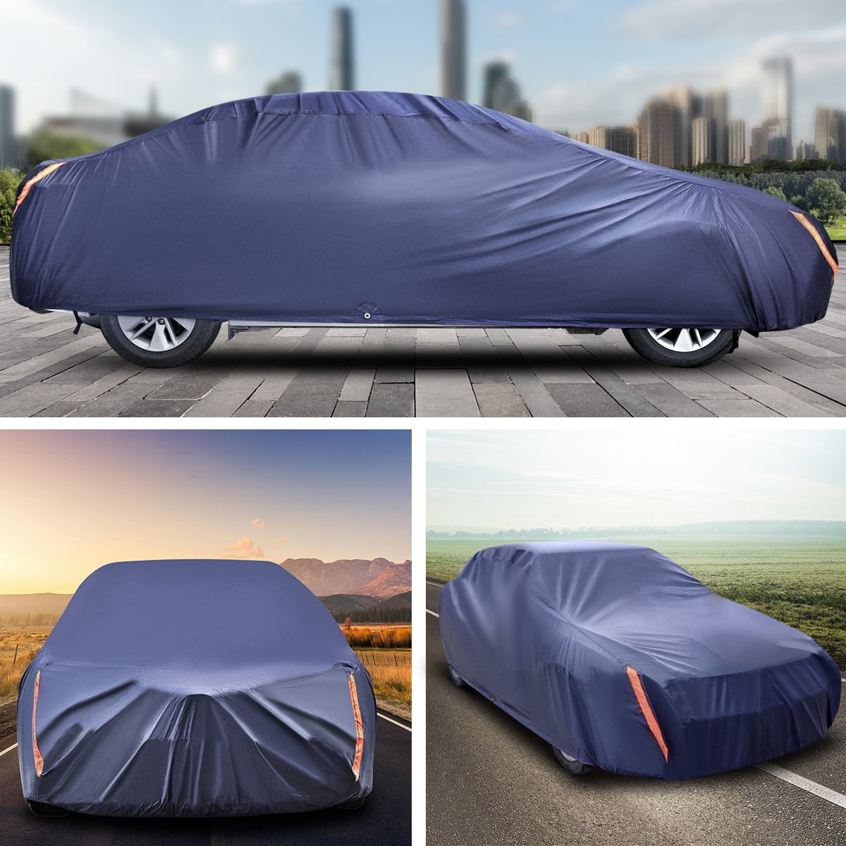 COLOR RAIN TIME Car Cover Waterproof All Weather UV Protection Windproof Dustproof Scratch Resistant Outdoor Universal Full Car Covers with Zipper for Sedan 185-191 inch