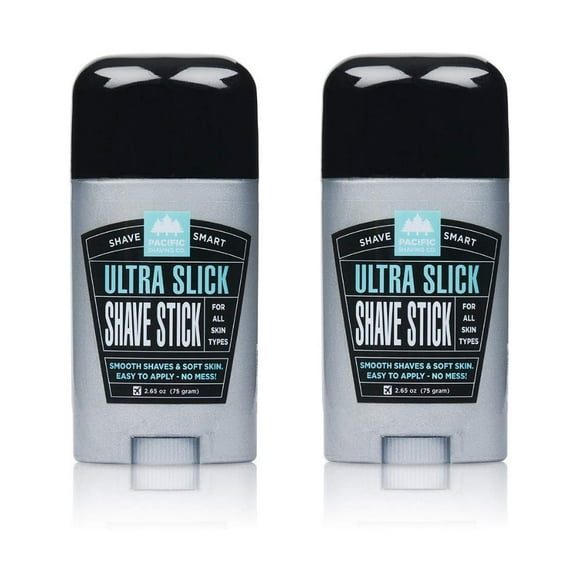 Pacific Shaving Company Ultra Slick Shave Stick - Easy Apply, No Mess, Smooth Shaves & Soft Skin, TSA Friendly, All Skin Types, With Safe and Natural Ingredients, 75 gm (2-Pack)