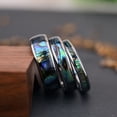thumbnail image 6 of Tungsten Couple Rings Polished Curved Band with Shell Inlay, 6 of 7