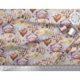 thumbnail image 3 of Soimoi Grey polyester Crepe Fabric Crab,Shell & Coral Ocean Print Fabric by Yard 42 Inch Wide, 3 of 3