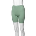 thumbnail image 5 of A2Y Women's Basic Solid Premium Cotton Mid Thigh High Rise Biker Bermuda Shorts Light Green XL, 5 of 5