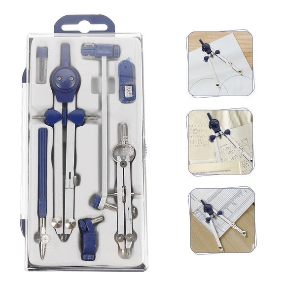 1 Set 7pcs Practical Drawing Compasses Multi-functional Drawing Tools (Blue)