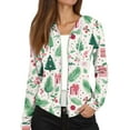 thumbnail image 4 of Women's Fashion Christmas Print Casual Zip-Up Long-Sleeve Hooded Jacket, for Outdoor Activities and Daily Use,Green,XL, 4 of 6
