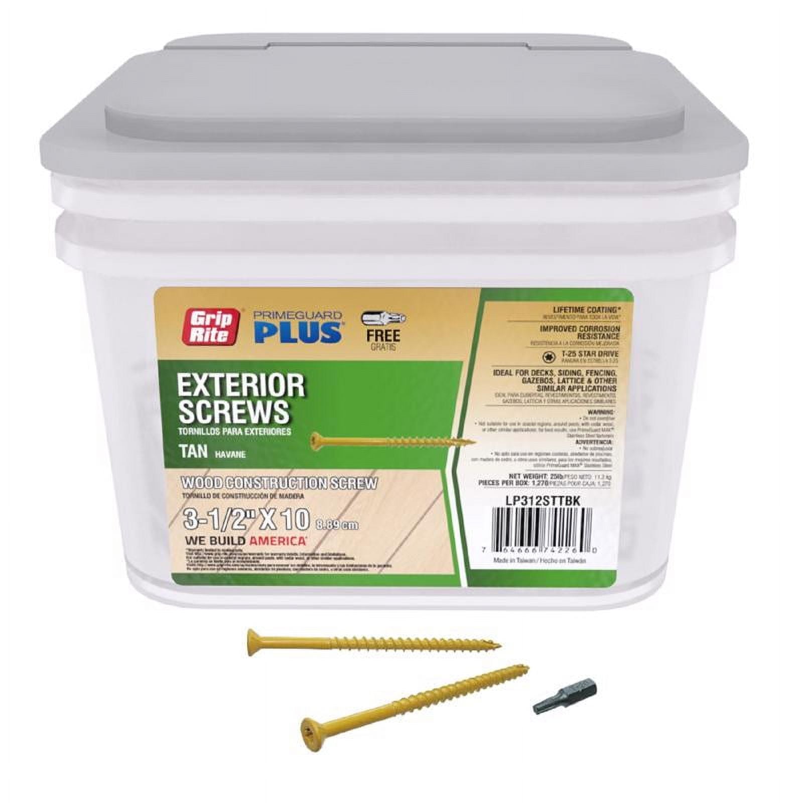 Grip-Rite LP312STTBK Star Flat Head Deck Screws, 3-1/2 Inch, 25 lb