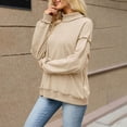 thumbnail image 5 of VEKDONE Women's Mock Neck Sweatshirt Oversized Long Sleeve Loose Fit Pullover Top Solid Color Lightweight Comfy Lounge Sweatshirts Beige S, 5 of 8