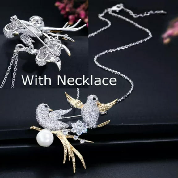 Lucky Bird Design Cubic Zirconia Big Brooch for Women Jewelry