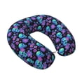 thumbnail image 2 of KLL purple flower blue Skull Pattern Memory Foam Cervical Neck Pillow Versatile U-Shaped Pillows for Home/Office/Camping/Travelling/Soft Washable Cover, 2 of 8