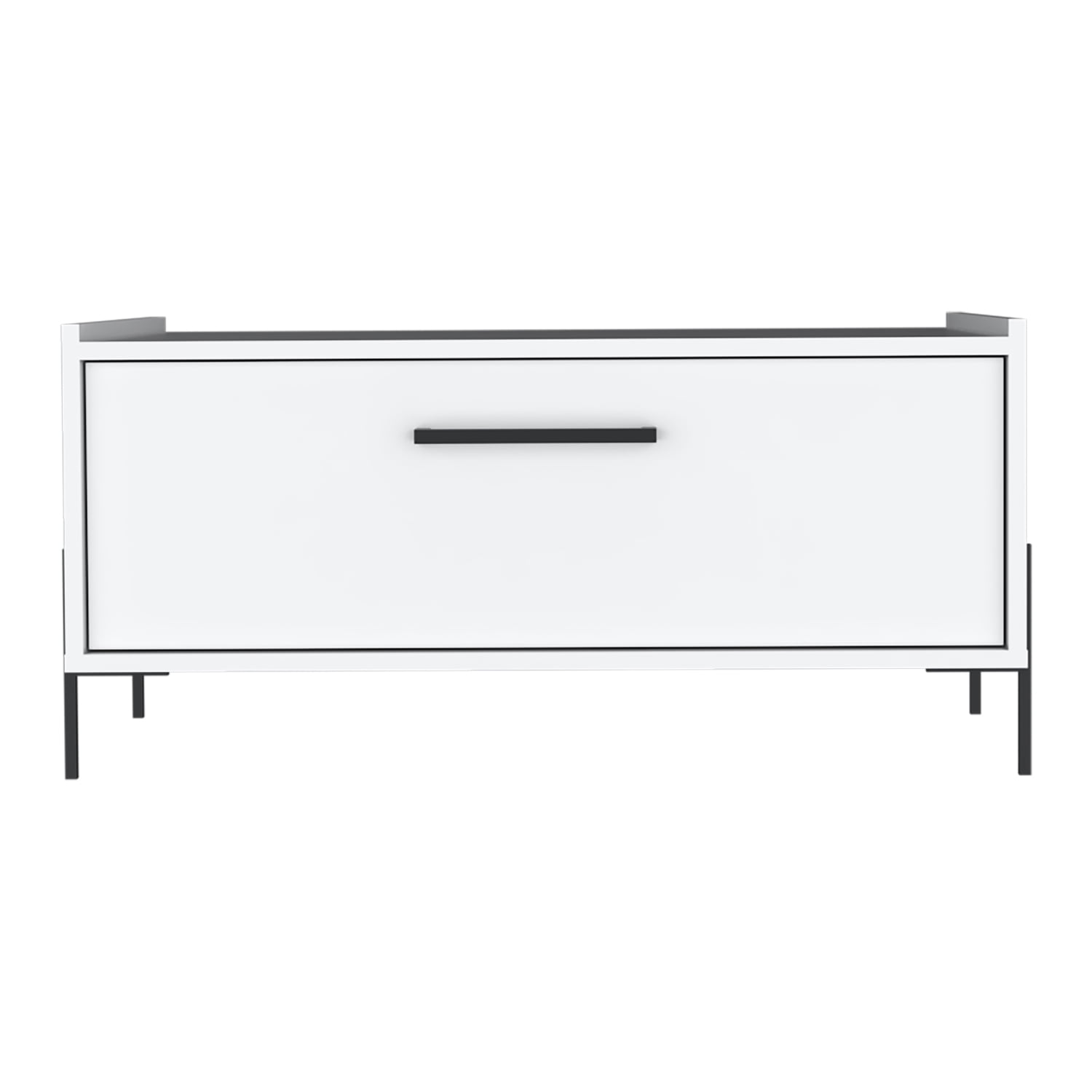 Minimalistic Living Room Coffee Table with Storage, Modern White Finish