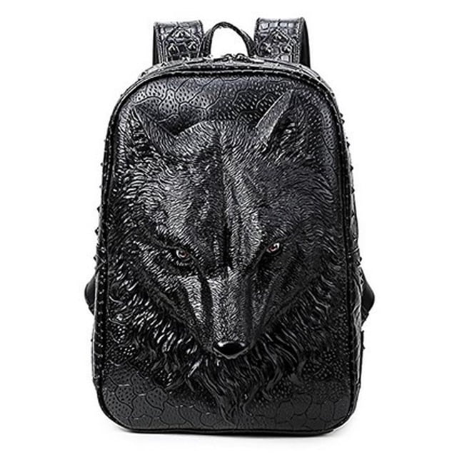 Mochila Seamand personalizada de piel sintética 3D Lion para hombre