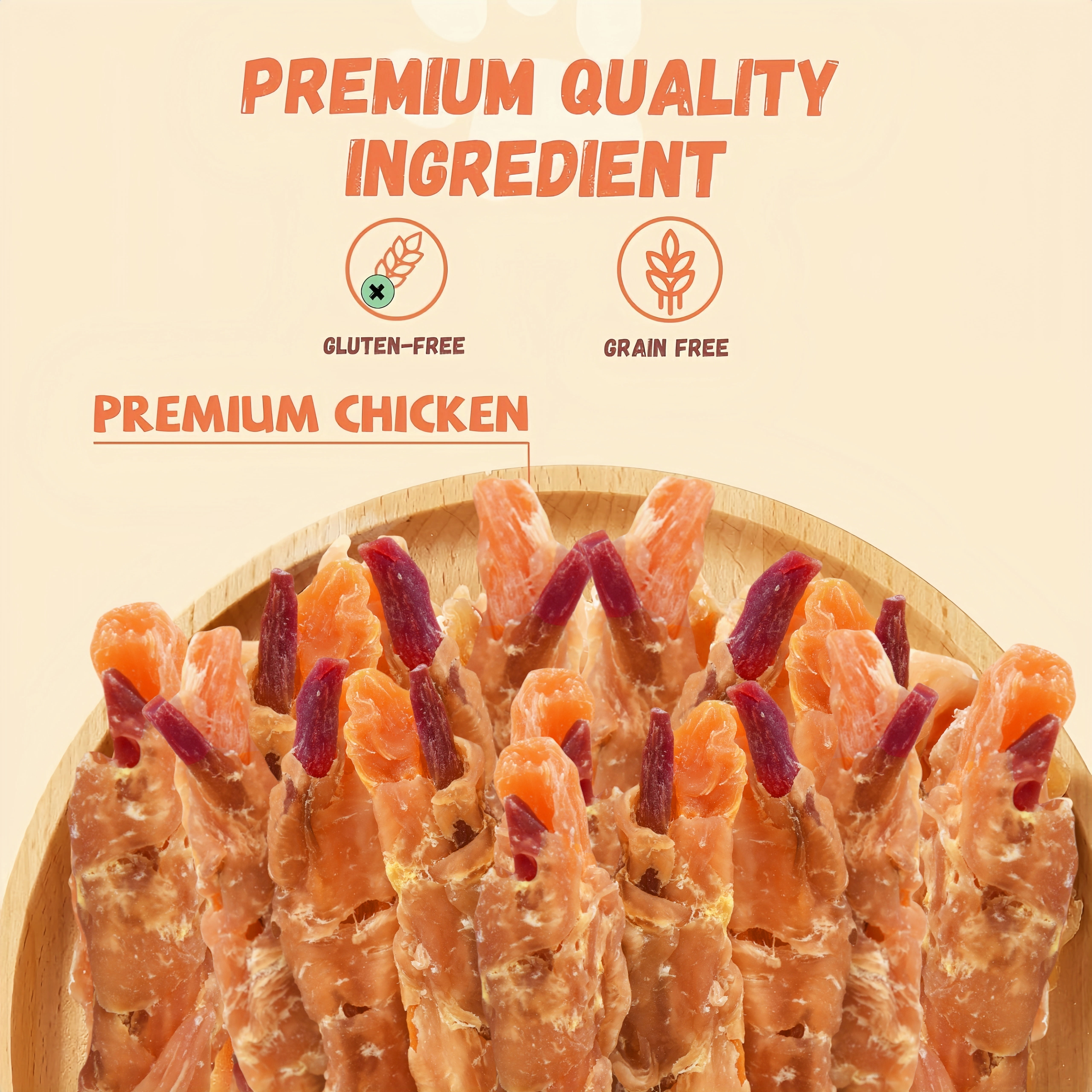 (2 pack) Pawmate Chicken & Double Sweet Potato Dog Treats, Healthy Nutritious Snacks Chewy for All Dogs, 12-15 ct Packet