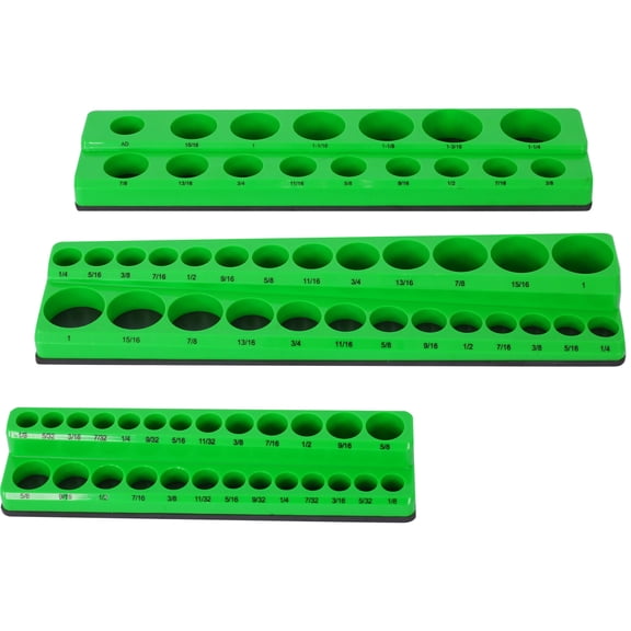 3 Piece SAE Magnetic Socket Organizers, Socket Organizers for Toolboxes, Socket Organizer, Magnetic Socket Holder, Black Tool Box Organizer,green,SAE,