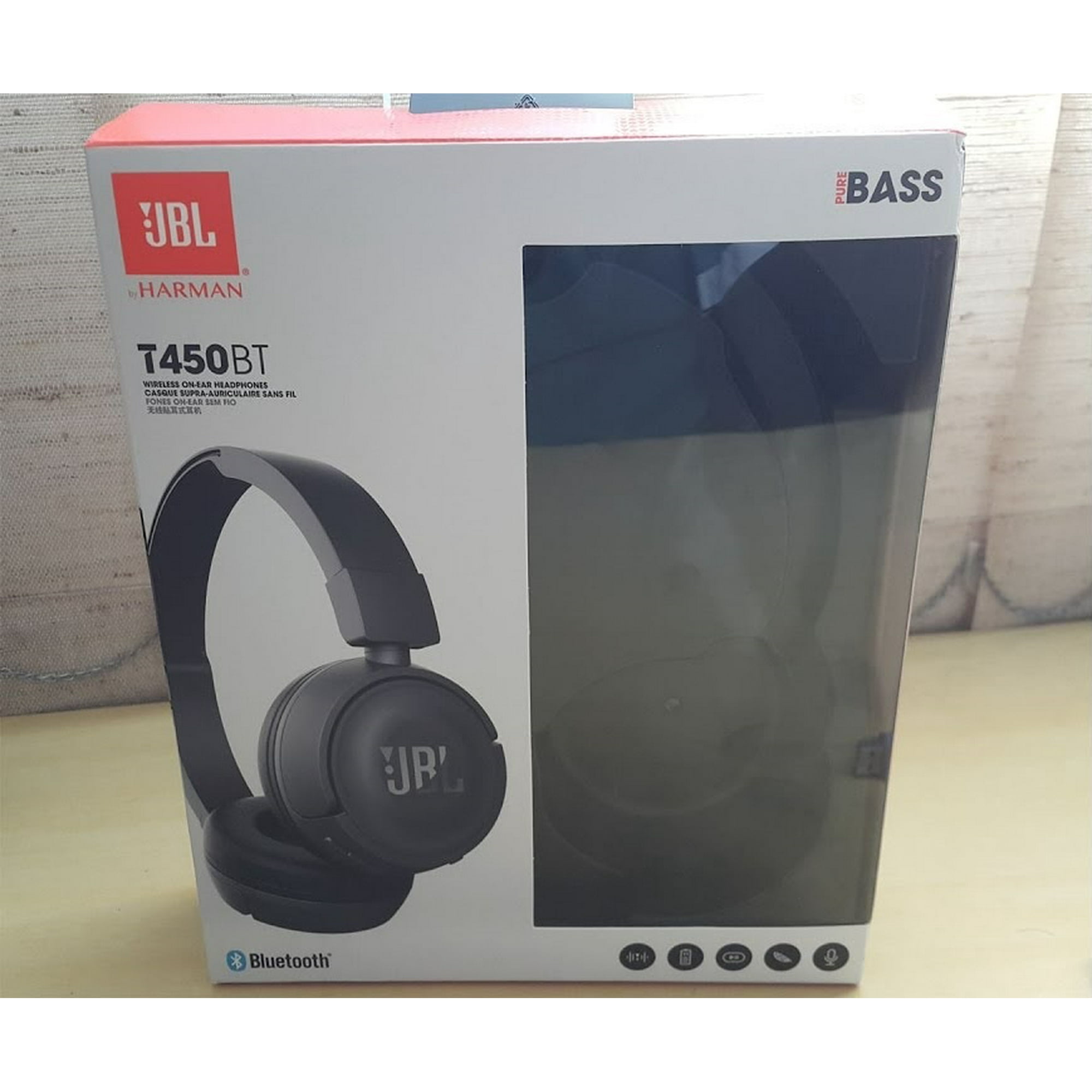 Refurbished JBL Pure Bass Sound Bluetooth T450BT Wireless On Ear Headphones Black Walmart